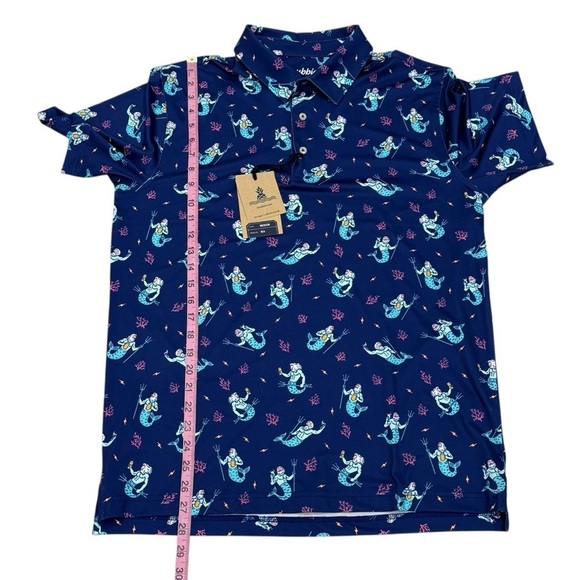 Chubbies Golf Polo Men's Medium The Triton Of The Sea Performance Polo Blue NEW - Picture 6 of 12